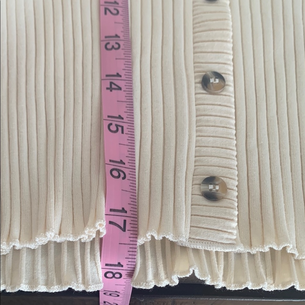 Topshop Cream Ribbed Fitted Blouse - Picture 6 of 7